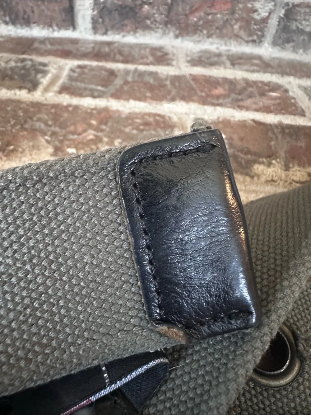 VTG Diesel Canvas Grommet Belt Leather Trim Y2K Utility
